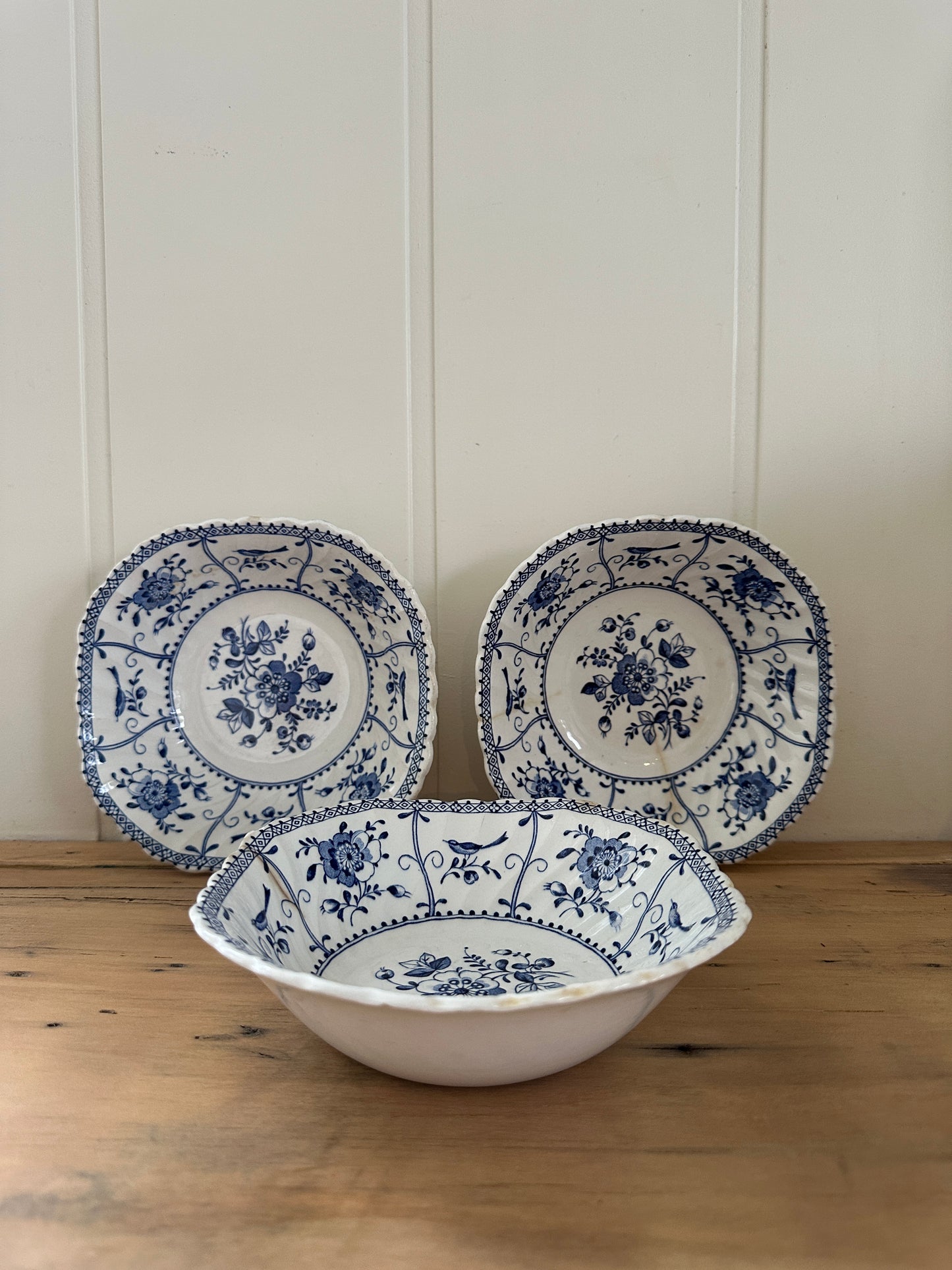 vintage floral ironstone square bowls