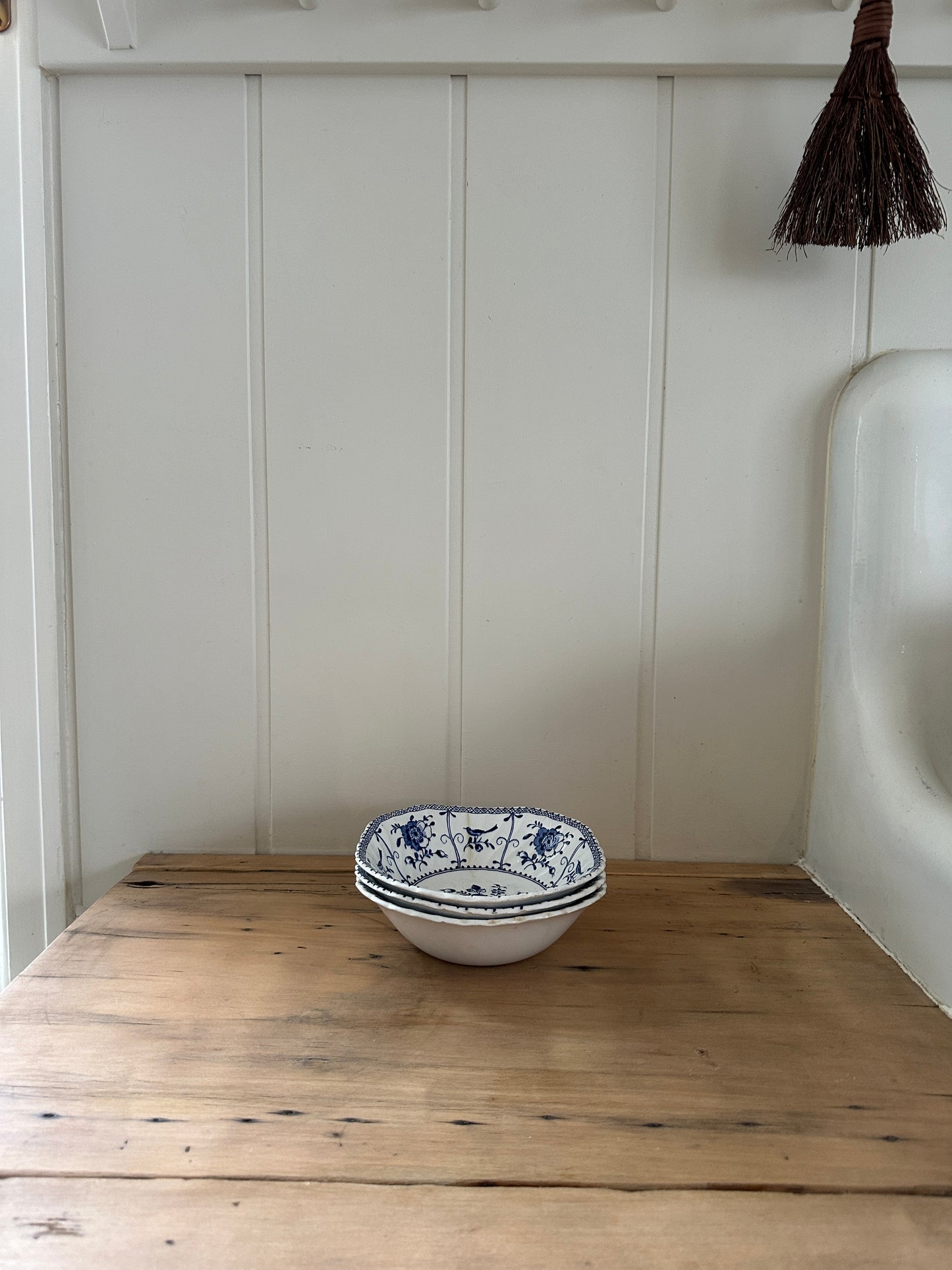 vintage floral ironstone square bowls