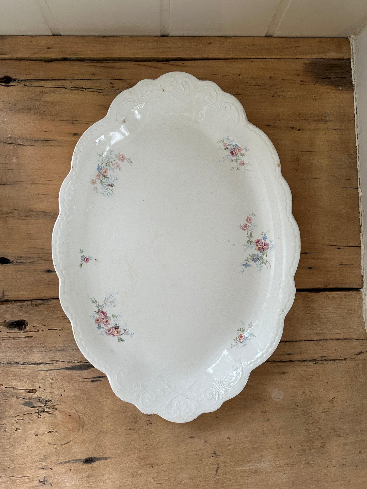 vintage floral porcelain serving platter