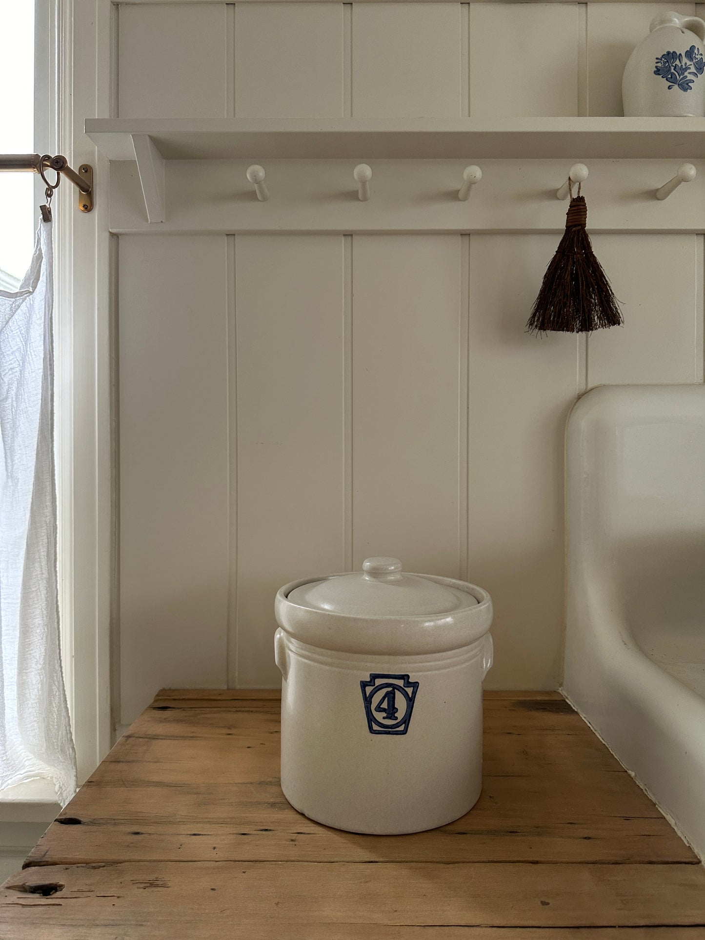 large vintage crock with lid