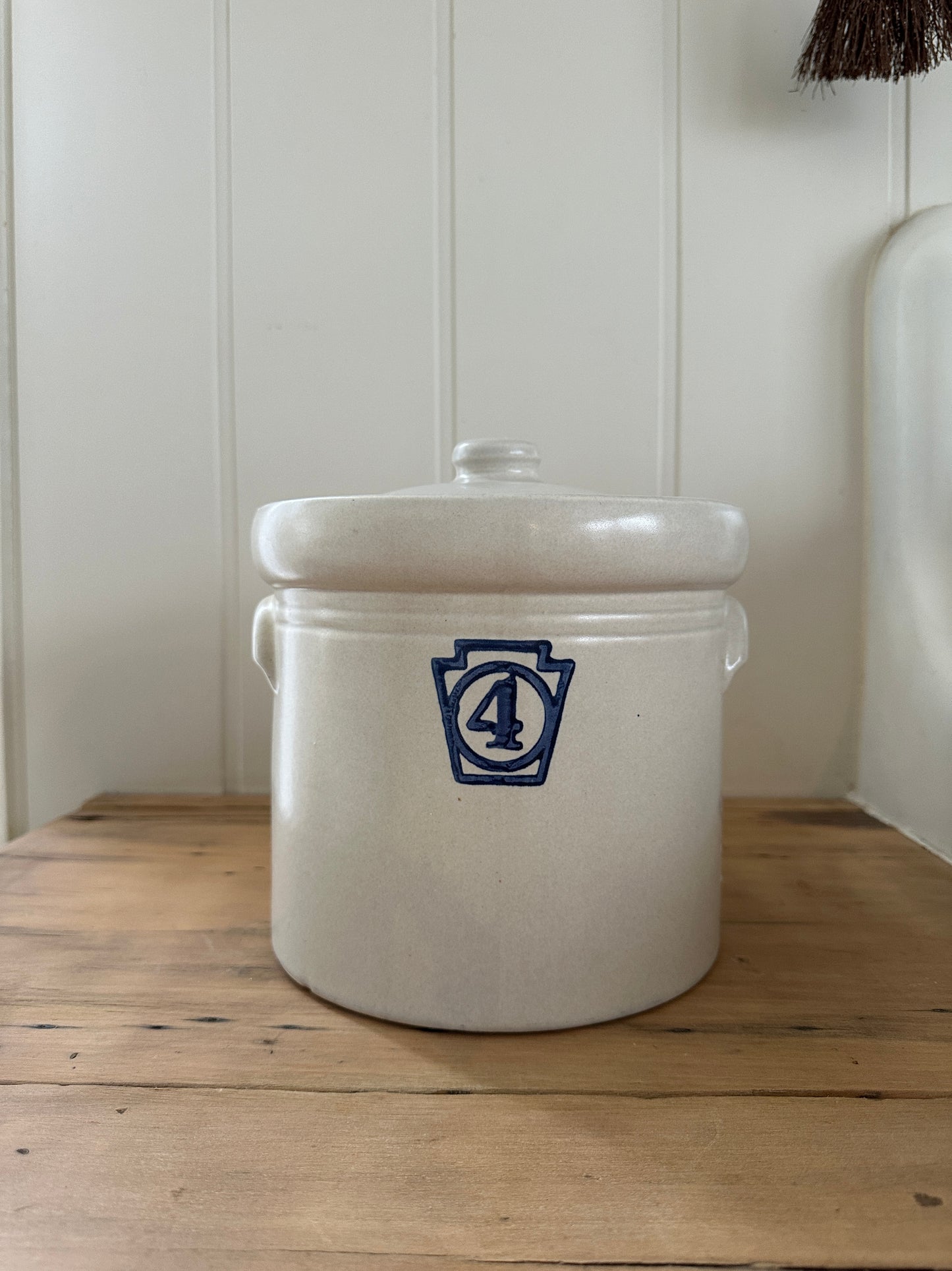 large vintage crock with lid