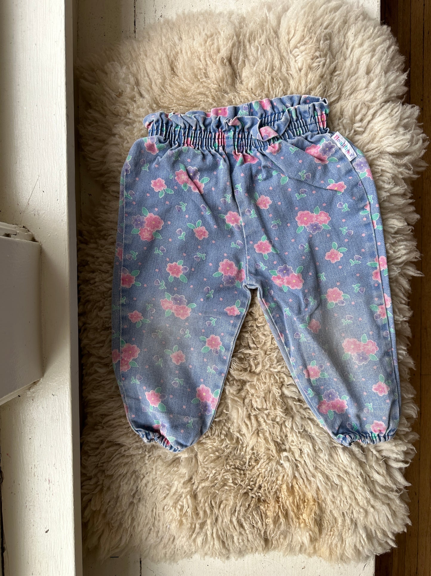 vintage floral denim joggers, 24 months