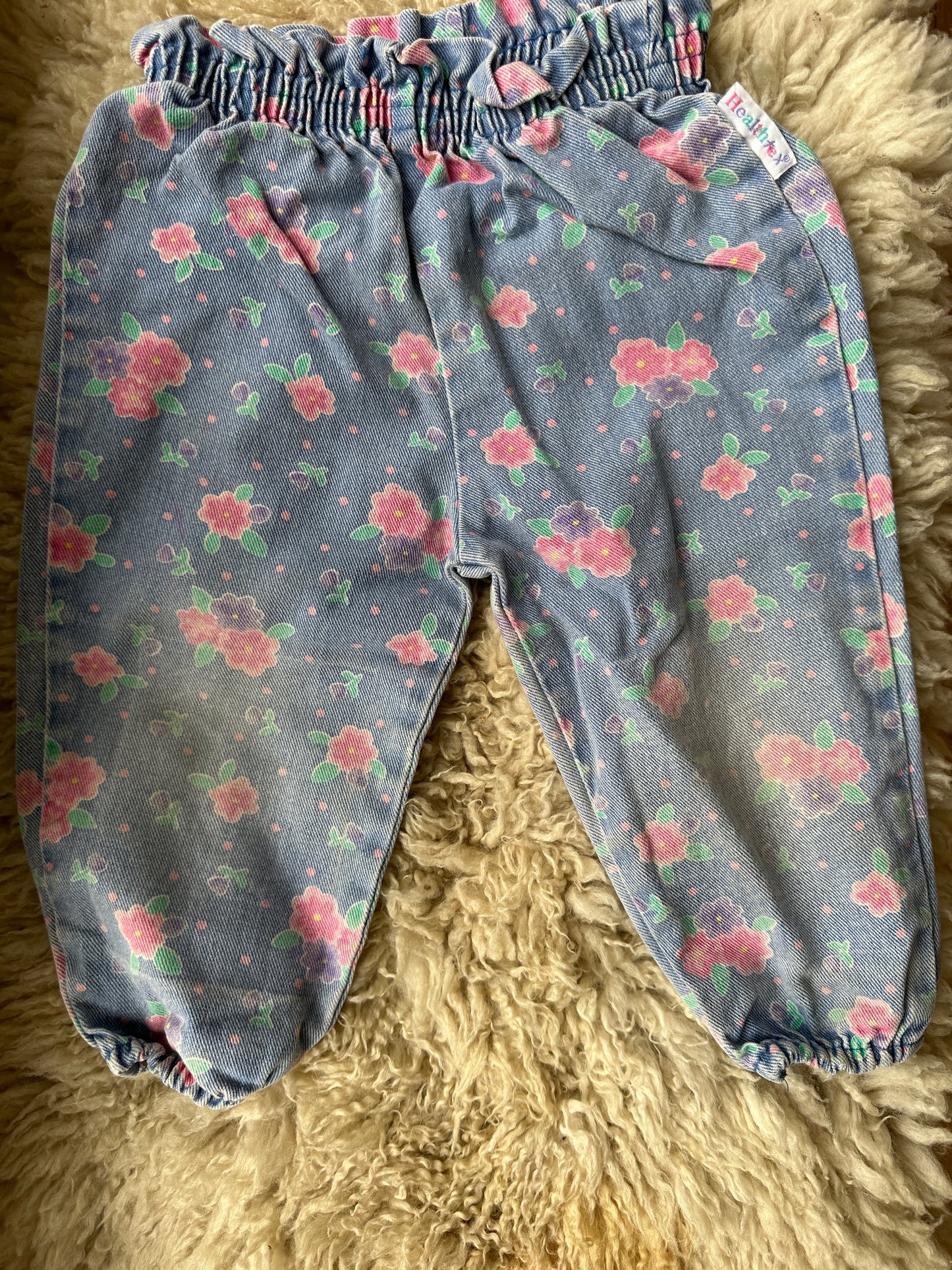 vintage floral denim joggers, 24 months