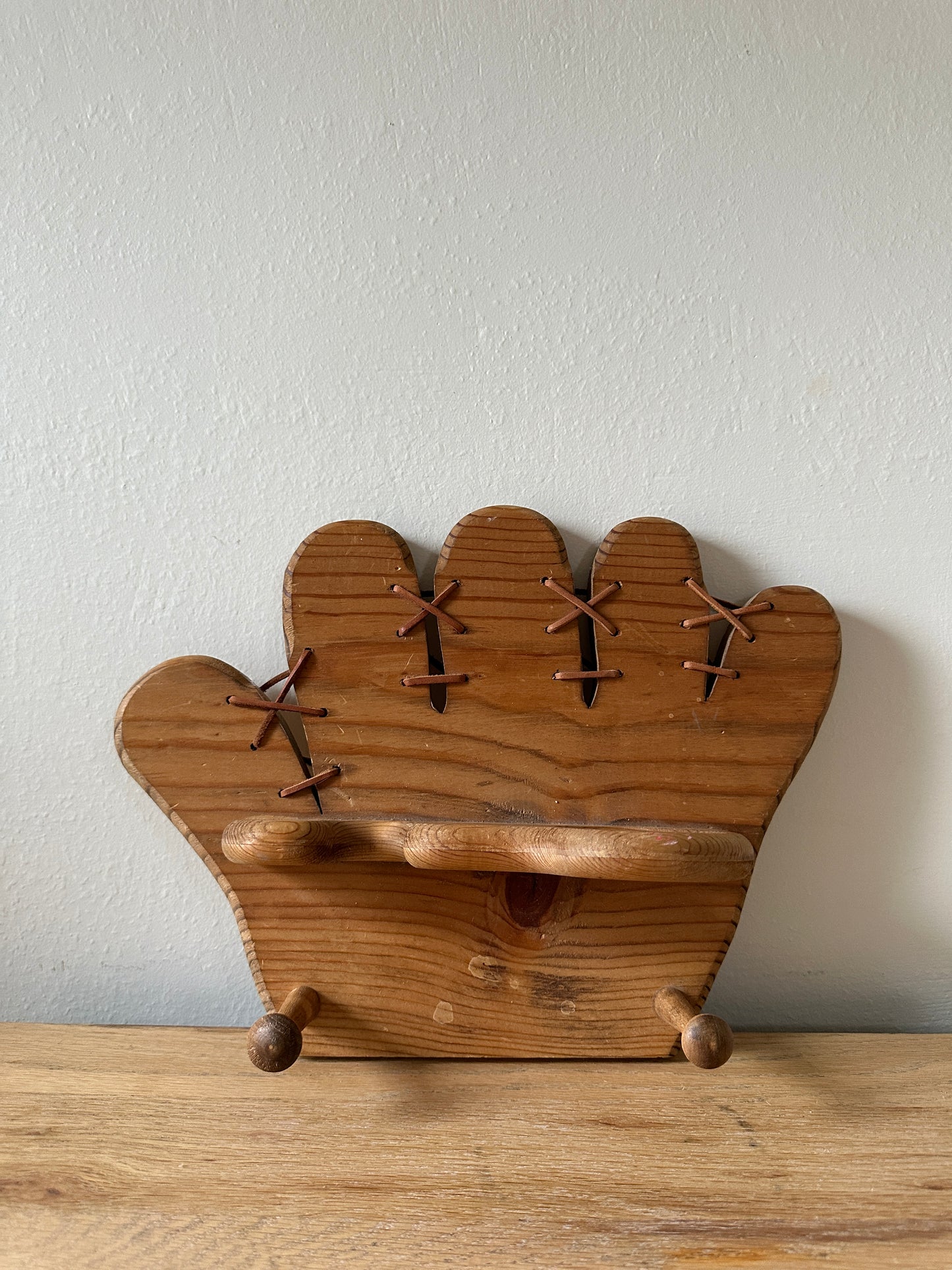 vintage wooden baseball glove wall mount