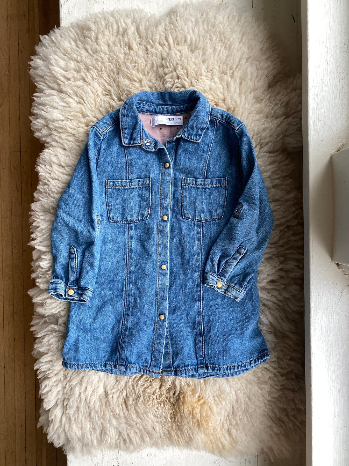 zara denim dress, 18-24 months