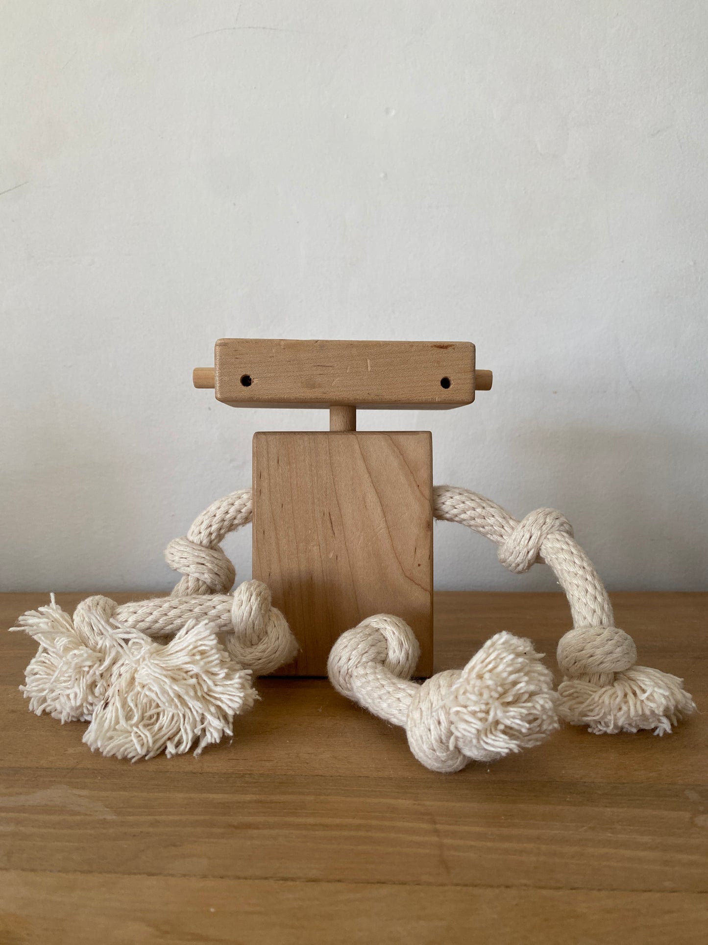 handmade wooden rope monkey