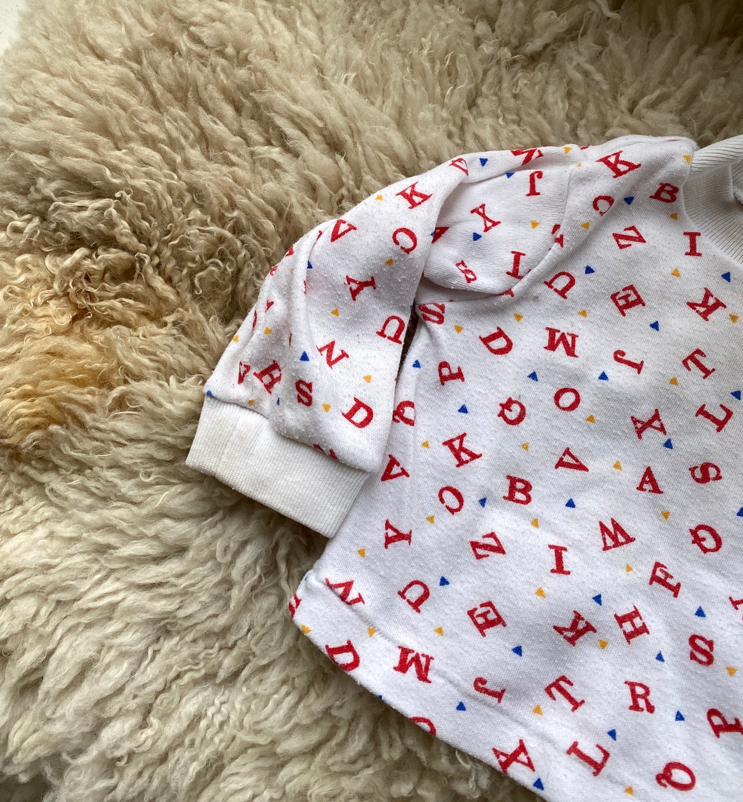 vintage abc snap baby shirt, 6-9 months