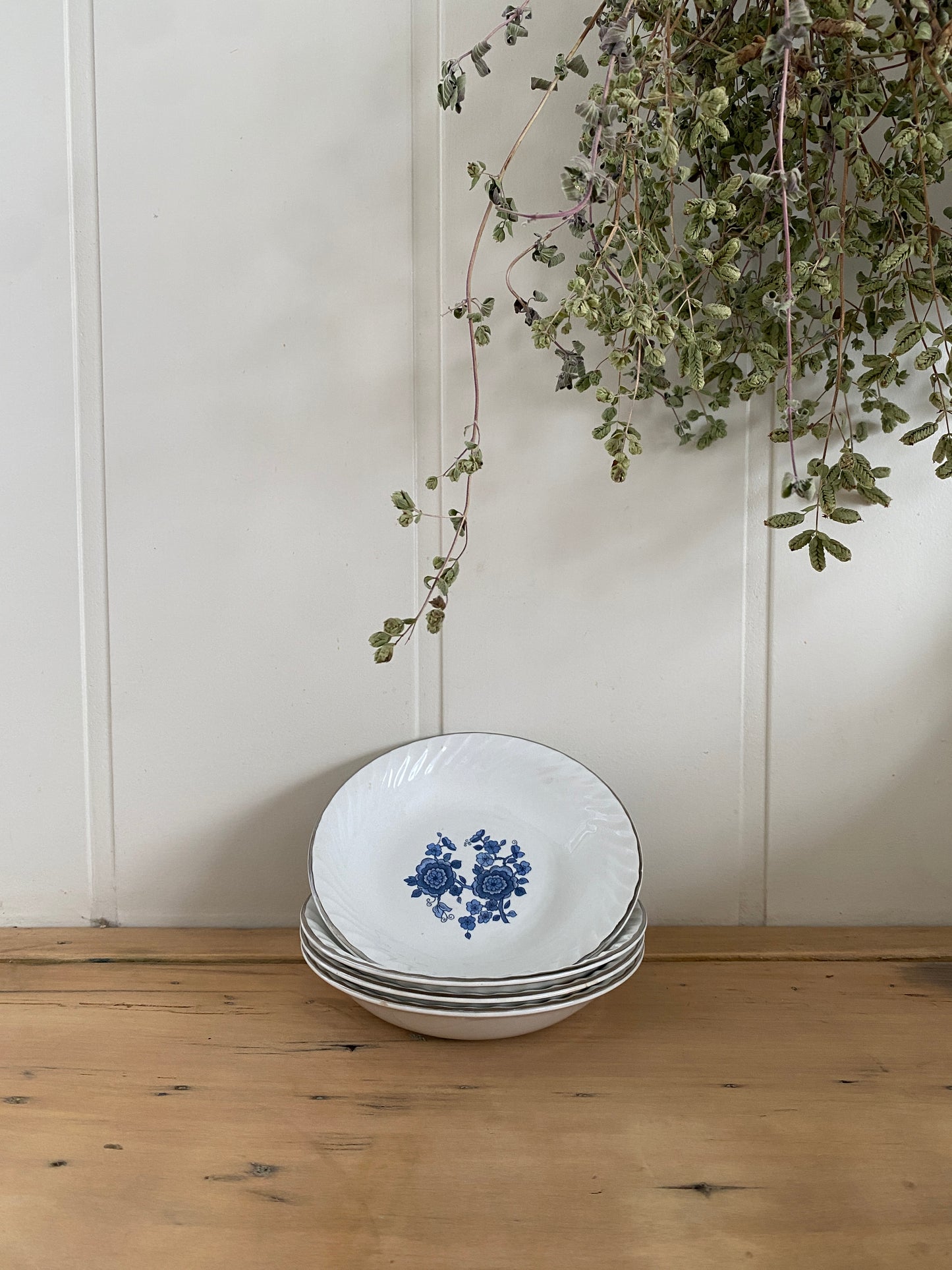 vintage blue floral ironstone fruit bowls