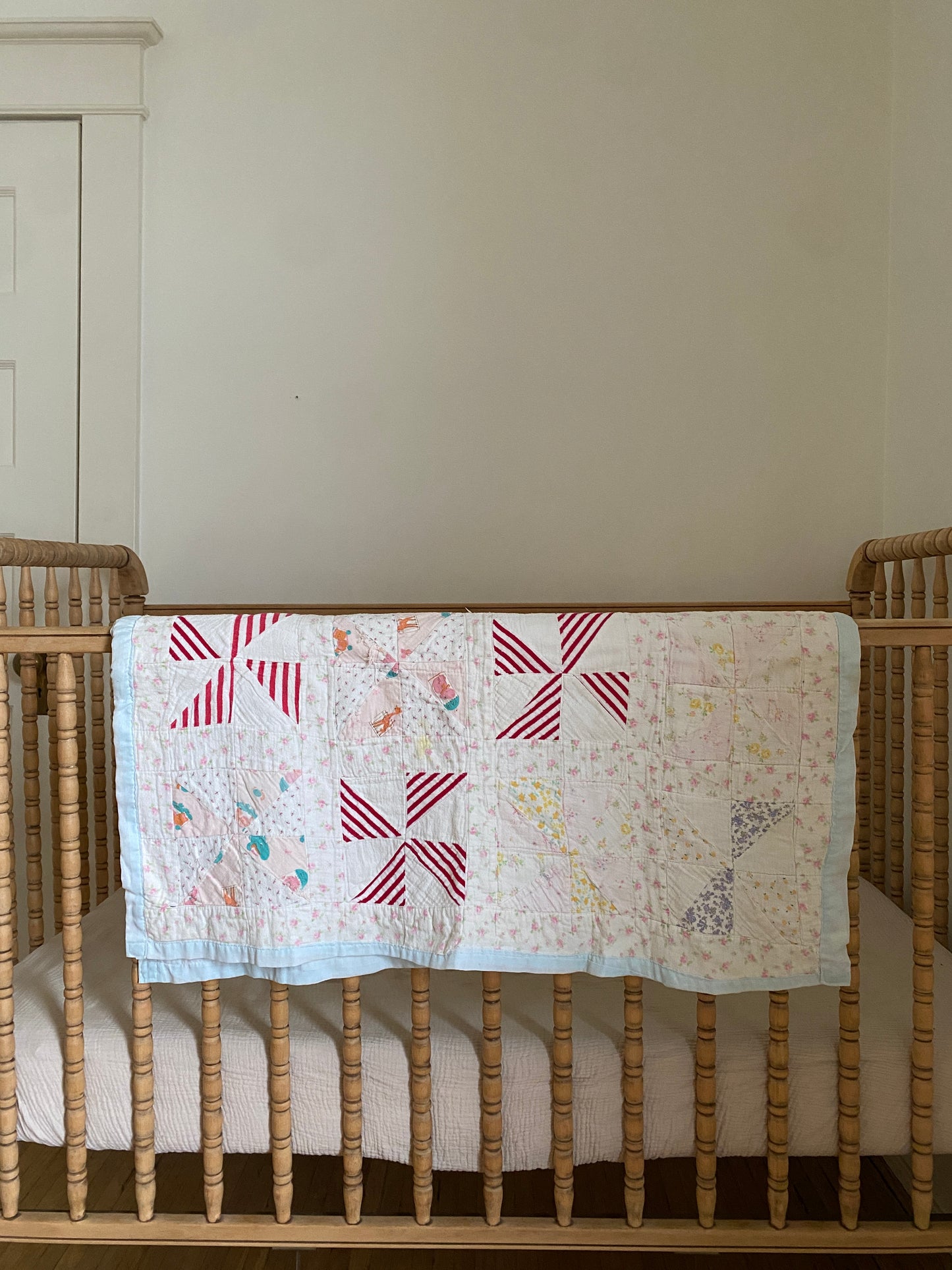 vintage handmade crib quilt