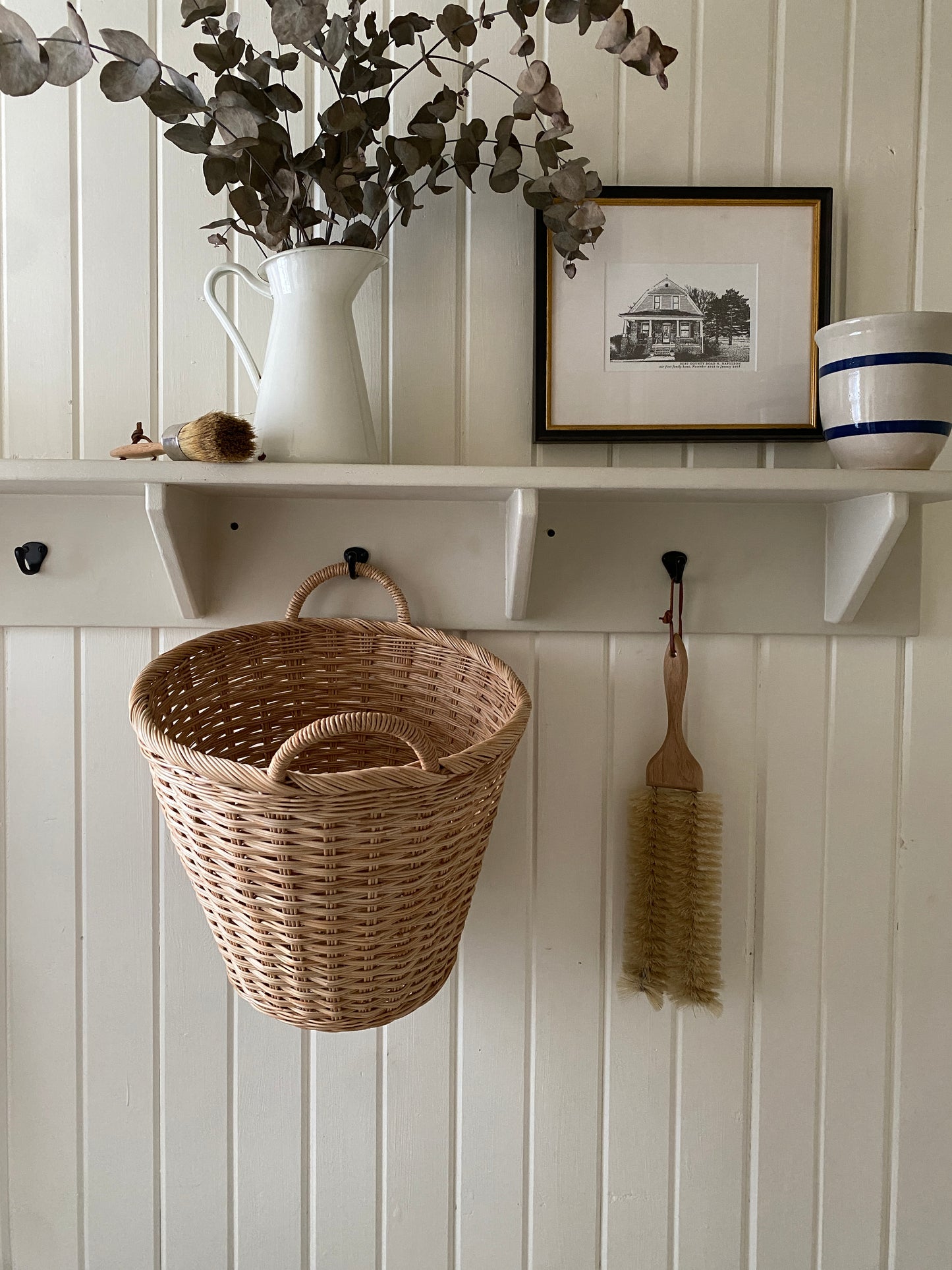 small round handwoven basket