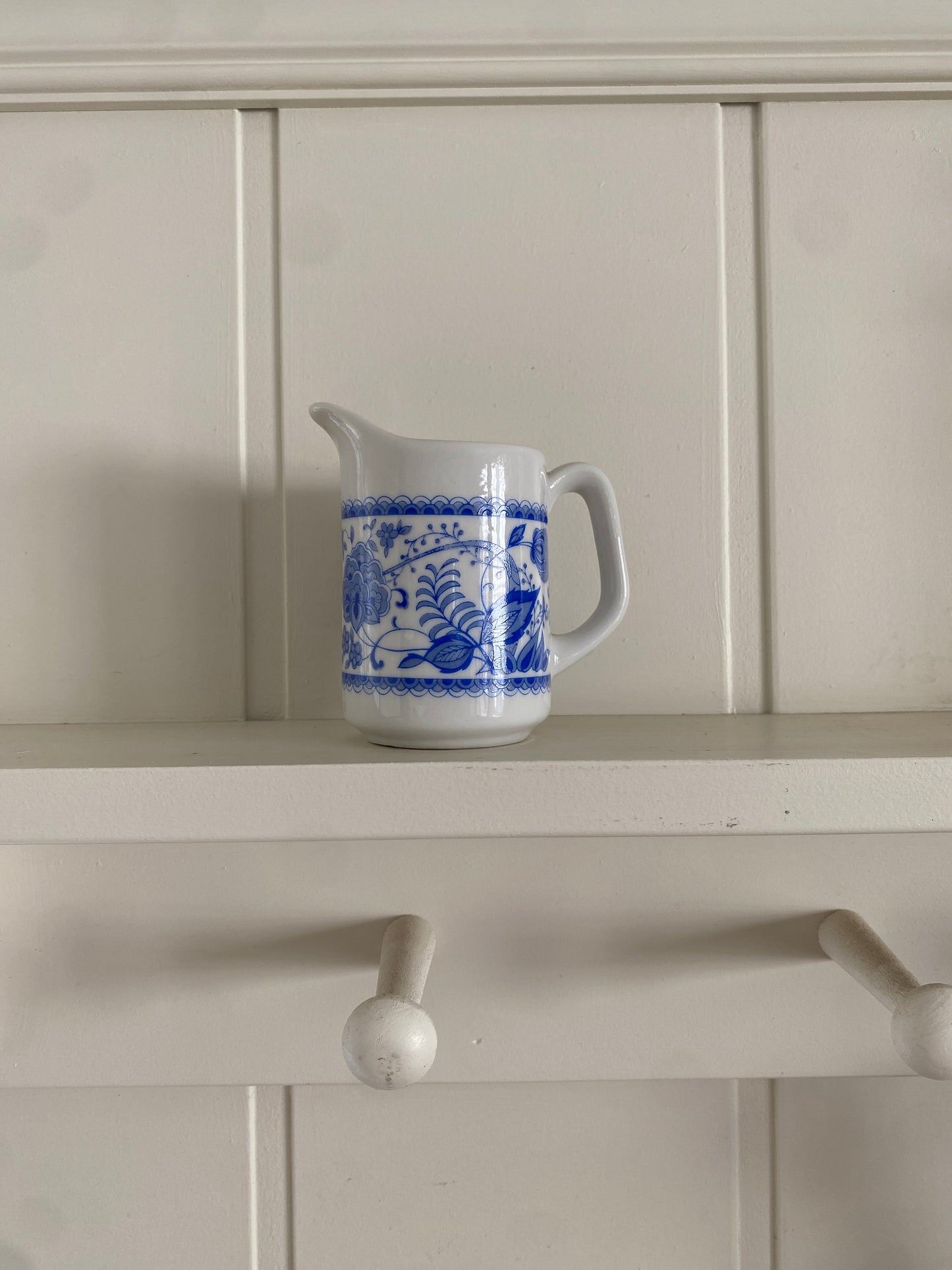vintage blue & white floral stoneware creamer