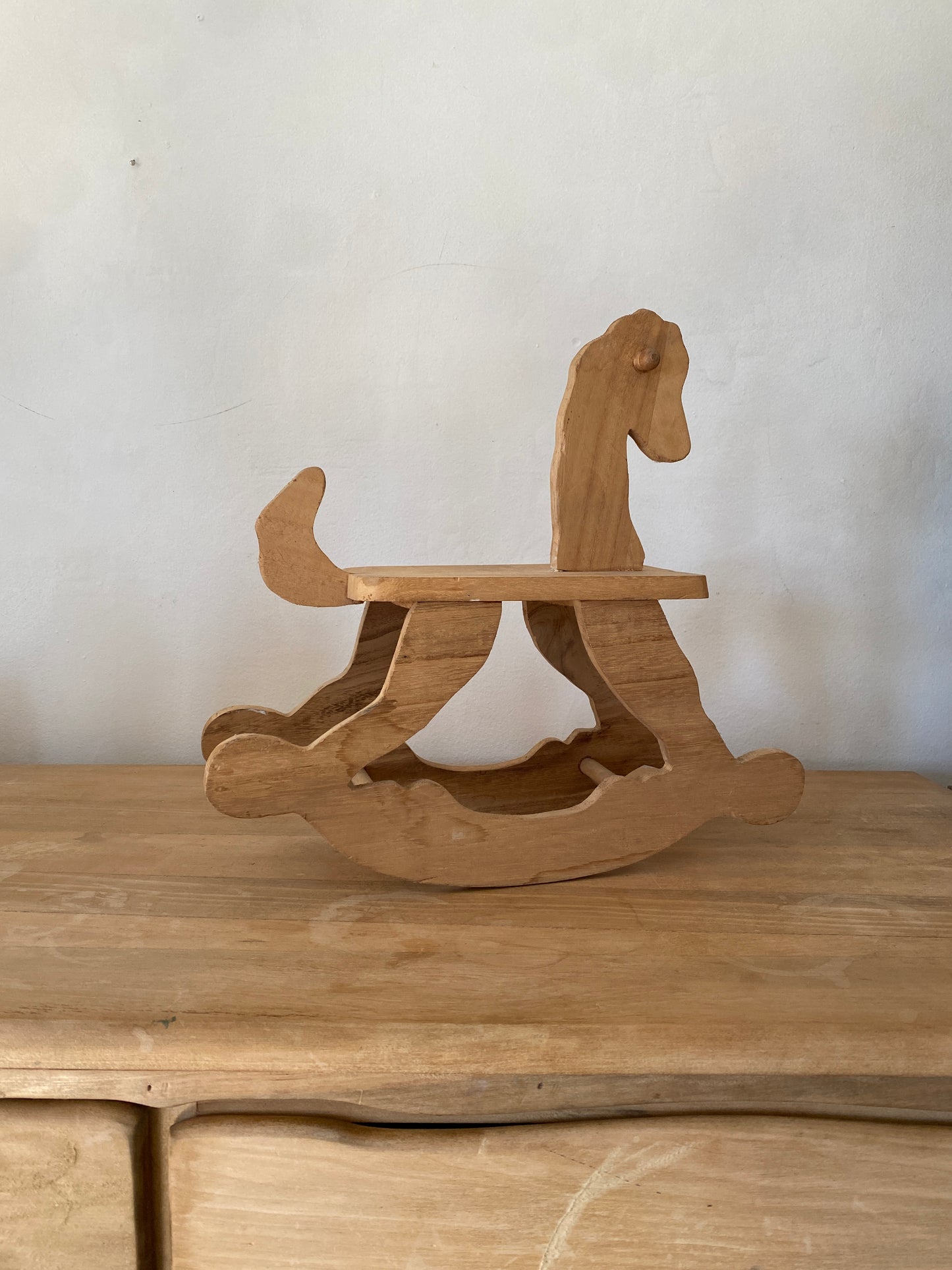 handmade vintage wooden doll rocking horse