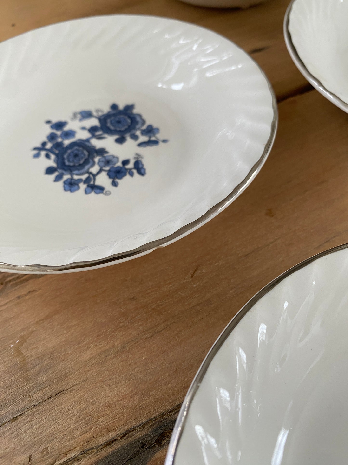 vintage blue floral ironstone fruit bowls