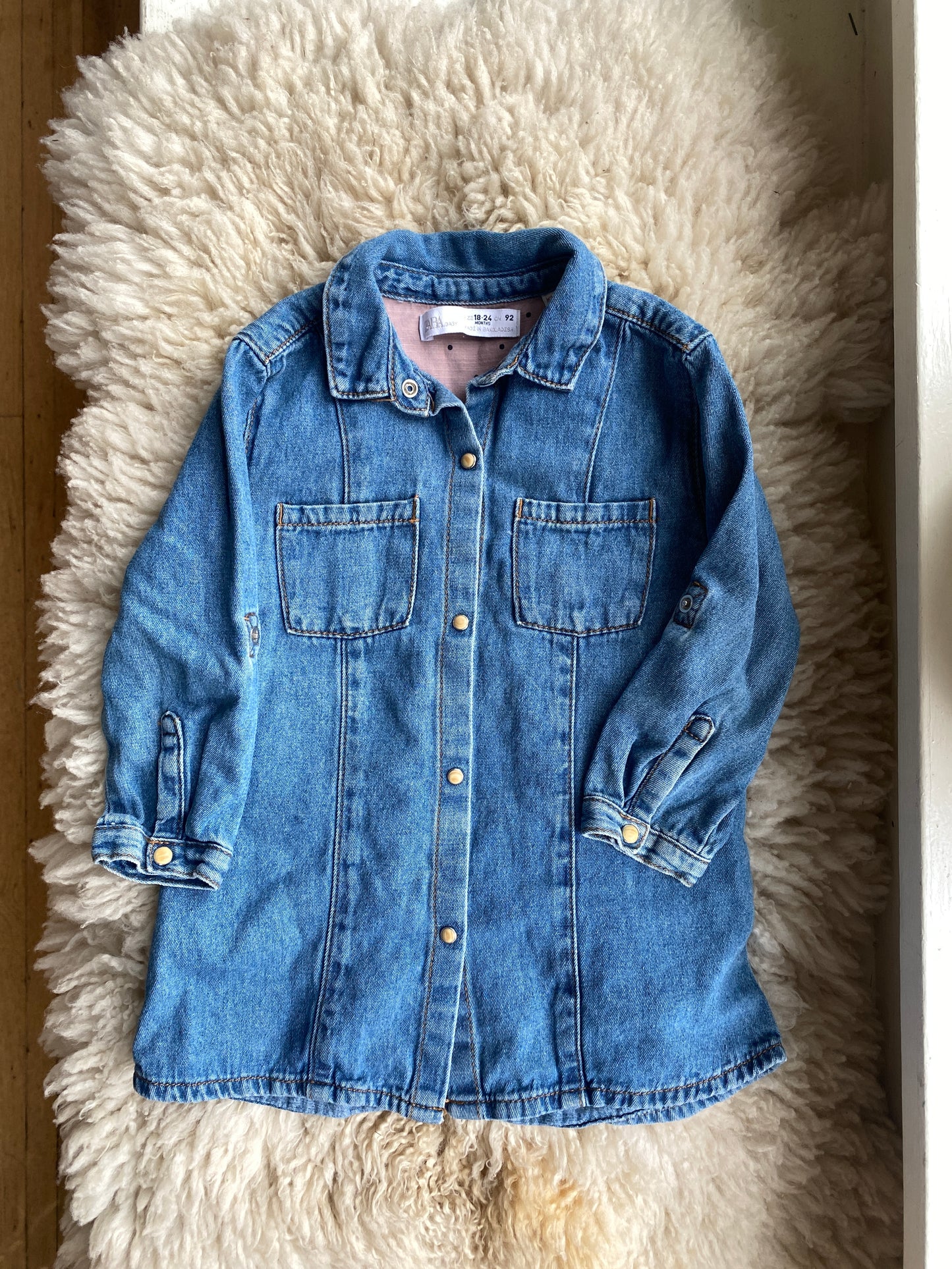 zara denim dress, 18-24 months