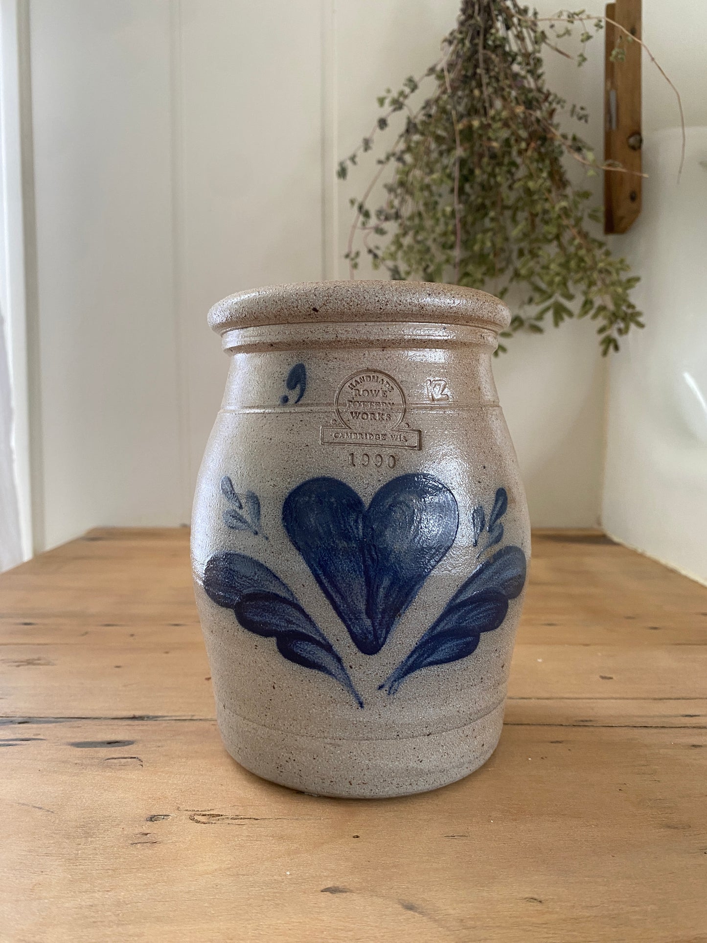 vintage hand painted salt glazed crock