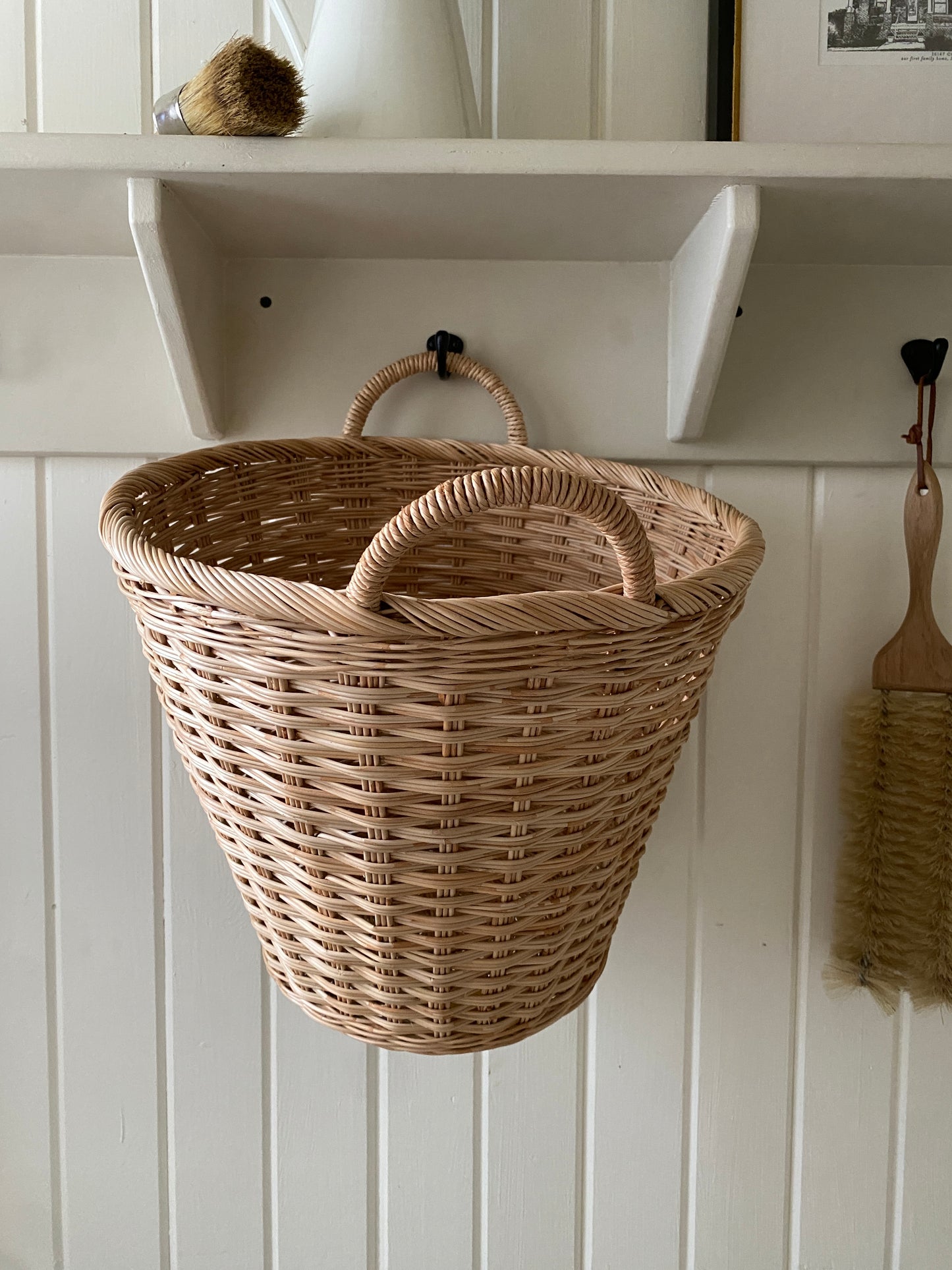 small round handwoven basket