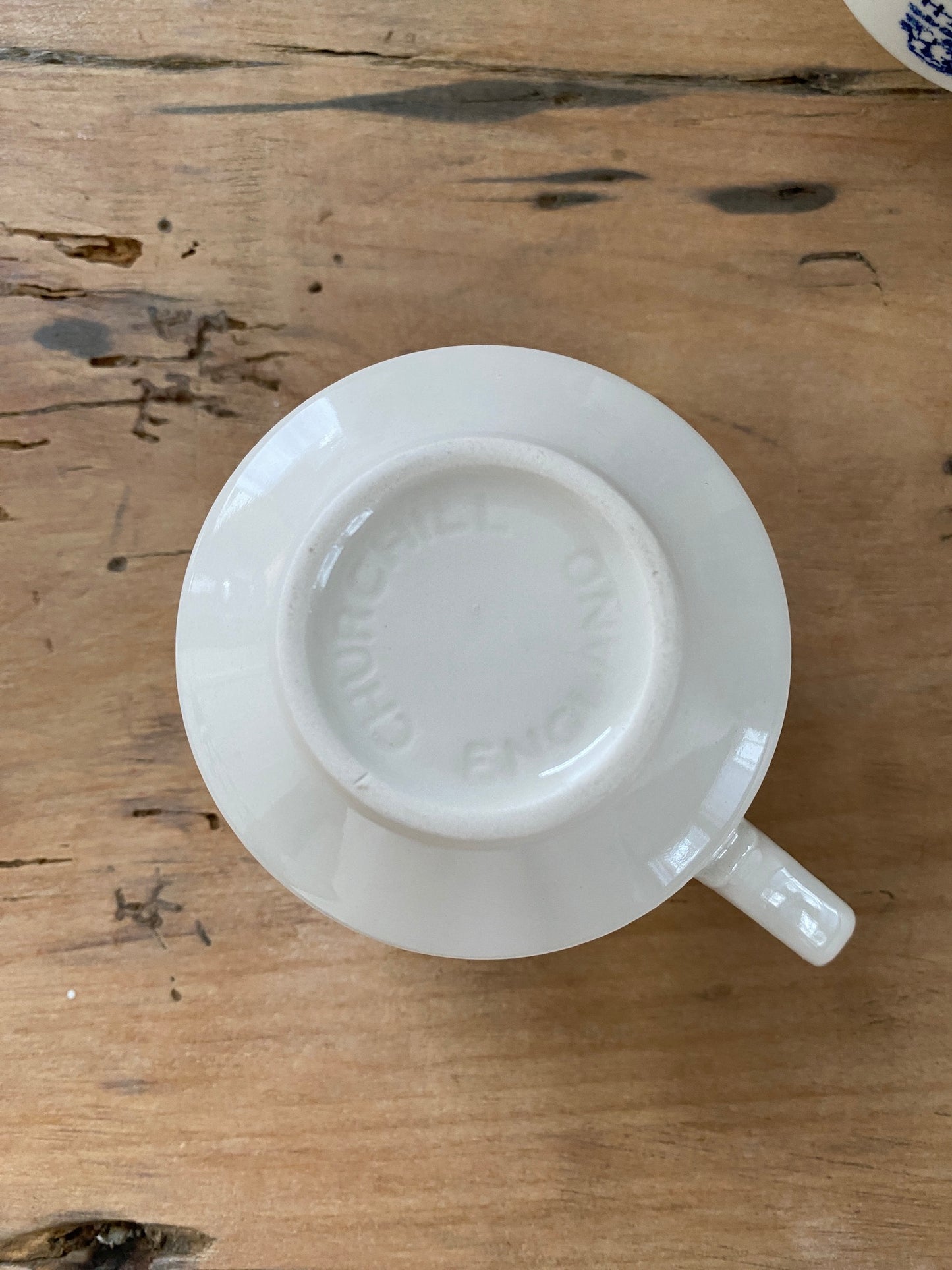 vintage blue and white teacups