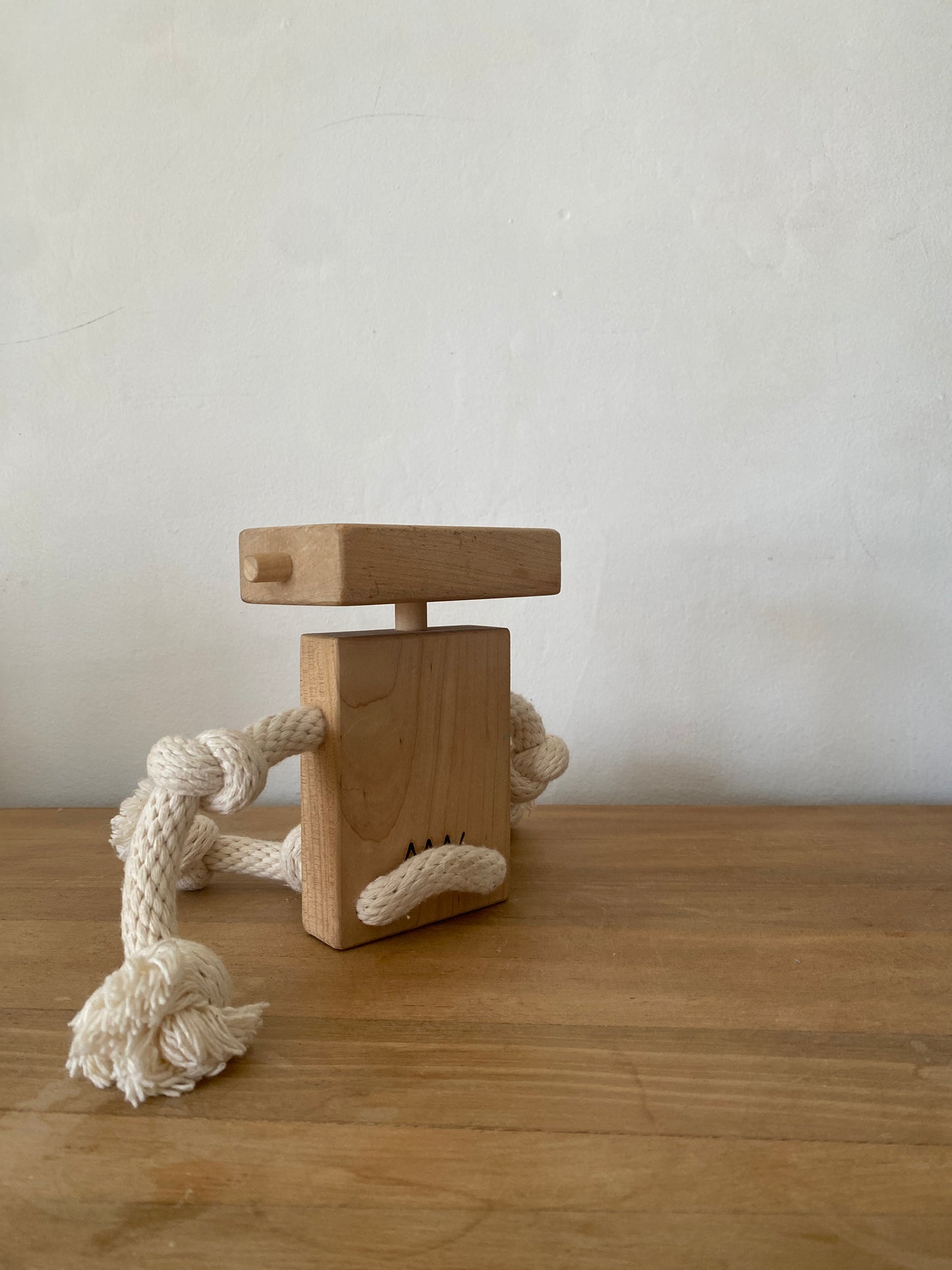 handmade wooden rope monkey