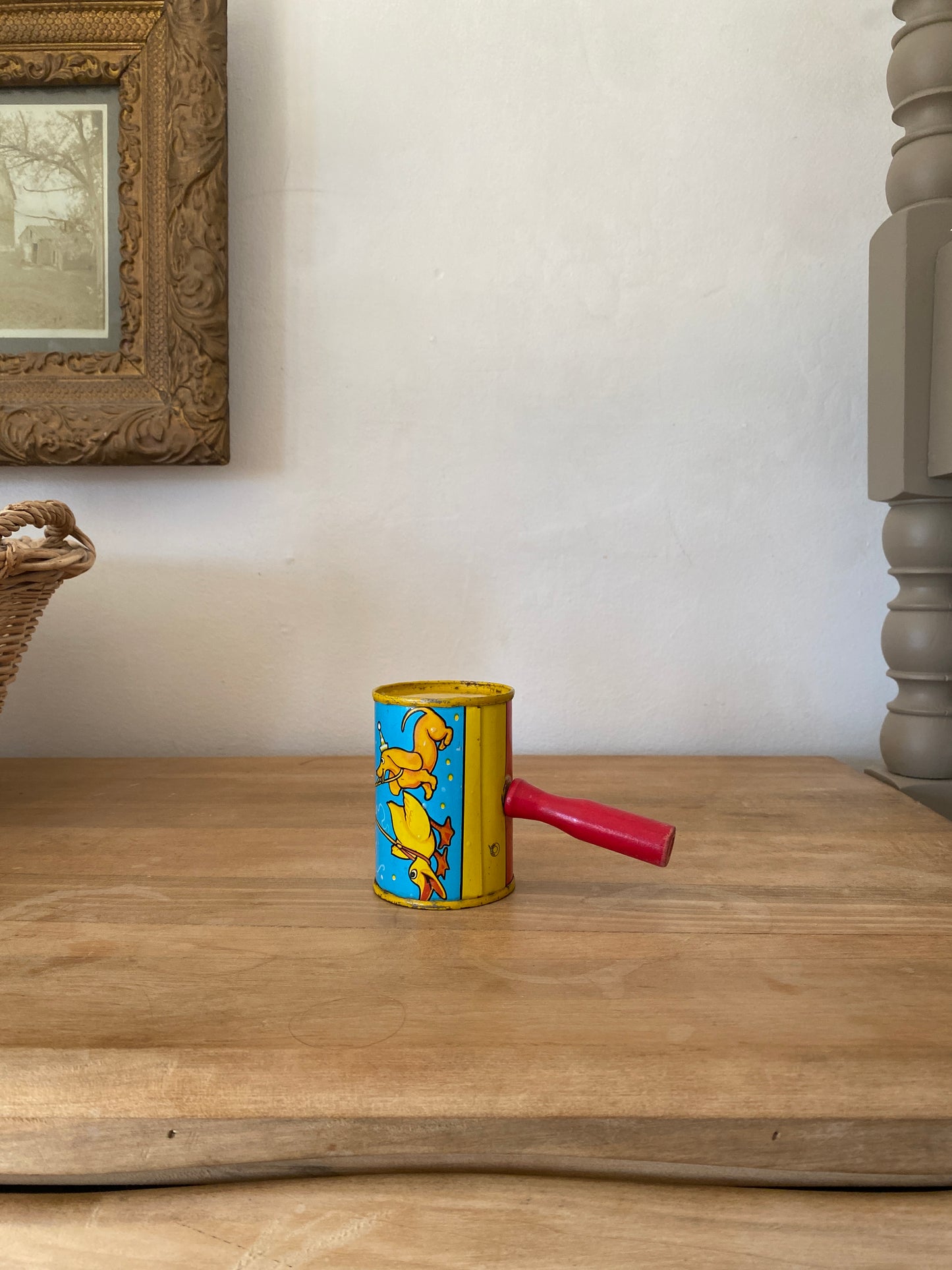 vintage tin rattle