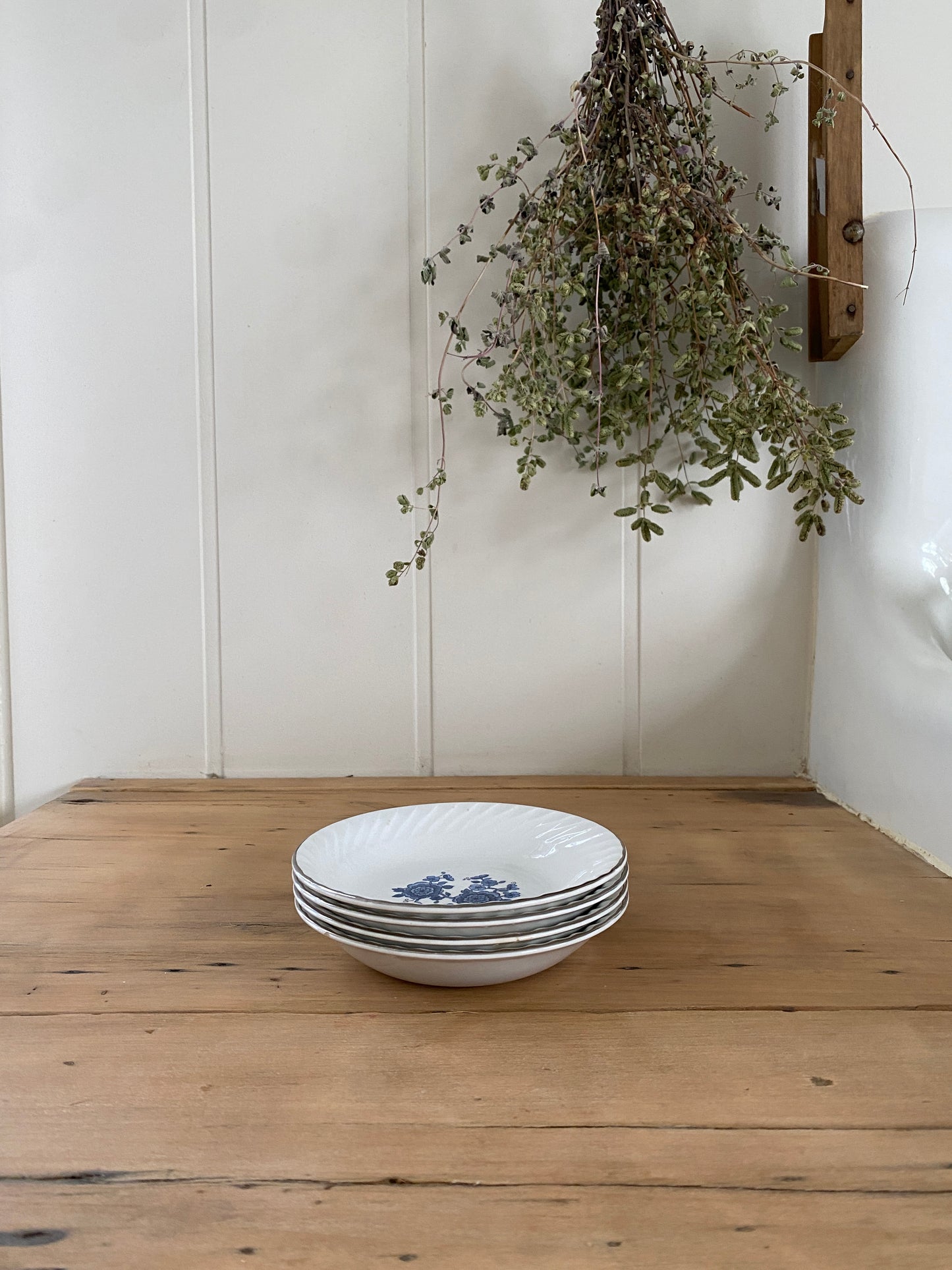 vintage blue floral ironstone fruit bowls