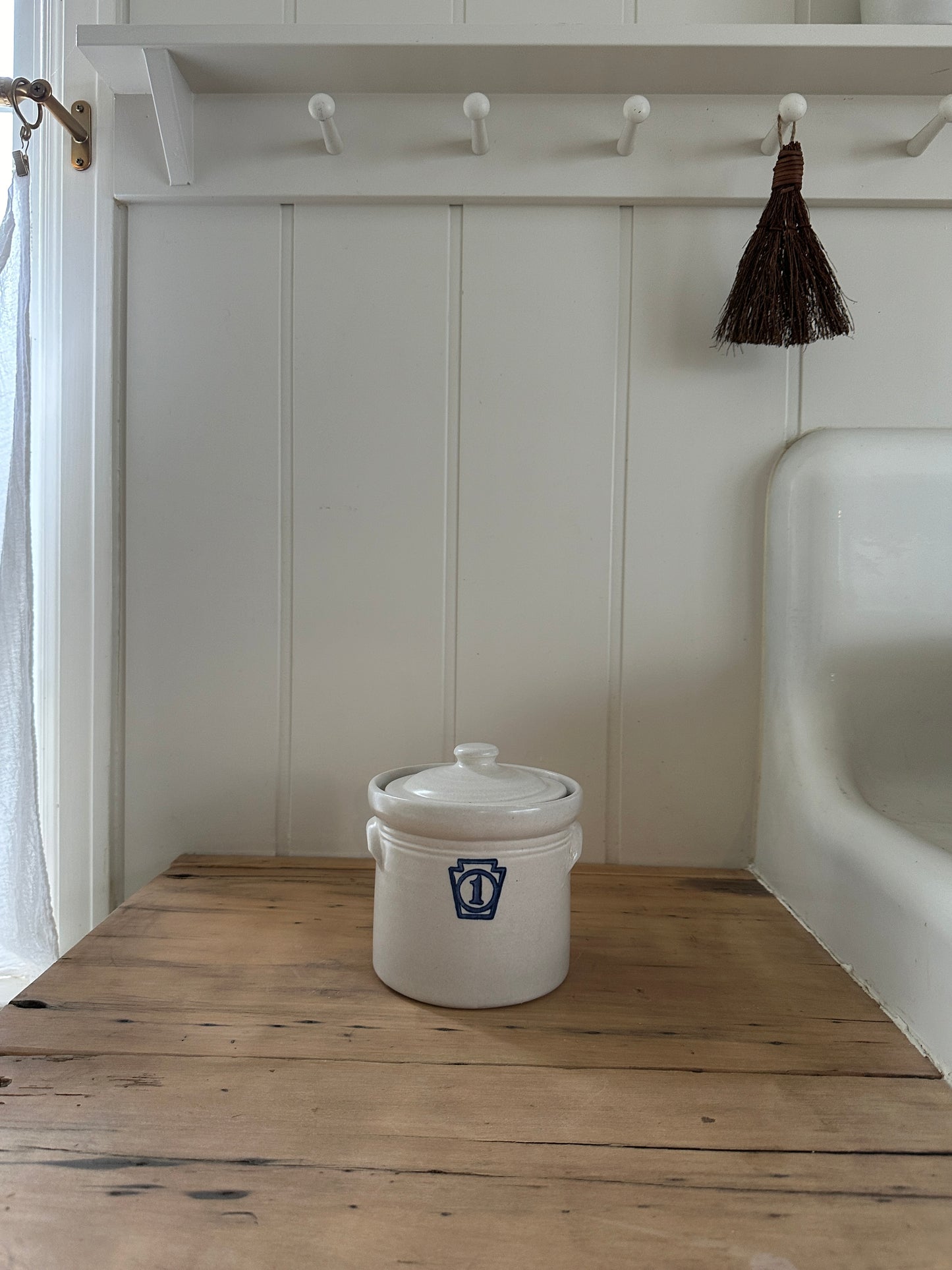 small vintage crock with lid