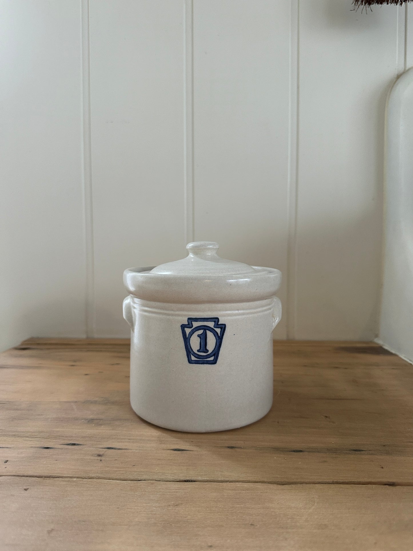 small vintage crock with lid