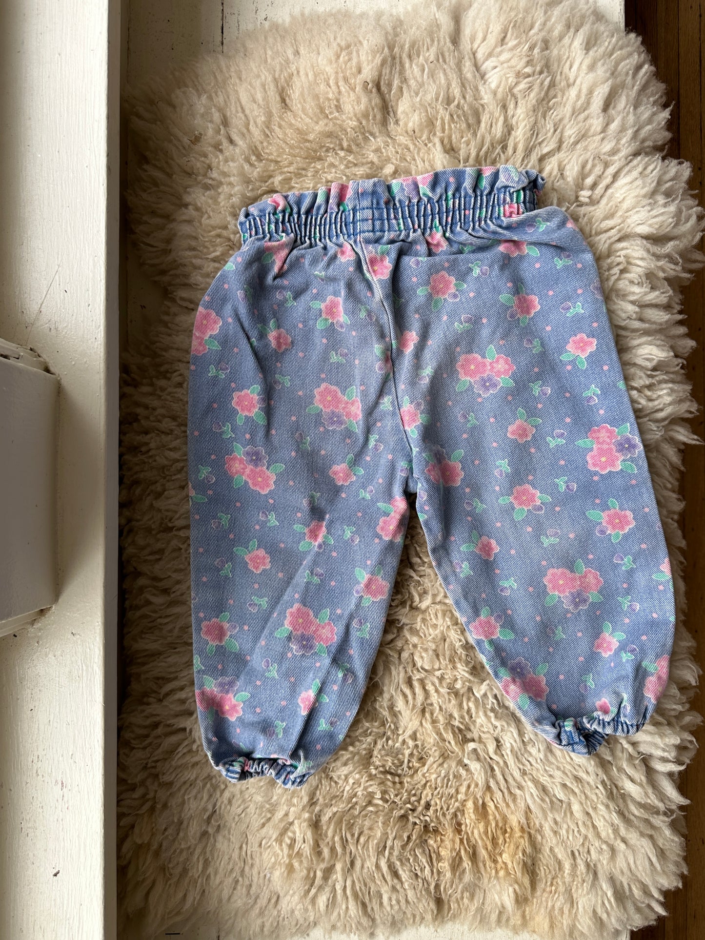 vintage floral denim joggers, 24 months