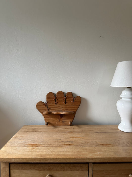 vintage wooden baseball glove wall mount