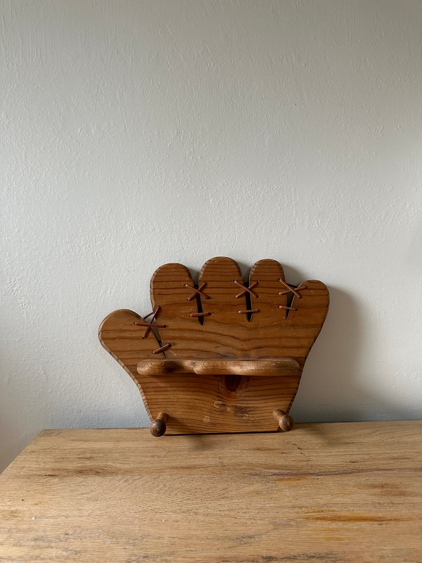 vintage wooden baseball glove wall mount