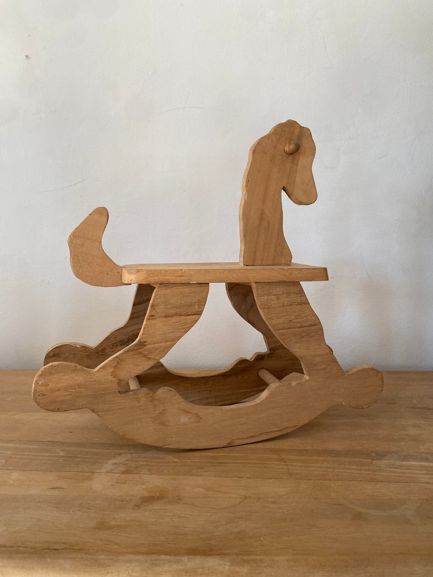 handmade vintage wooden doll rocking horse