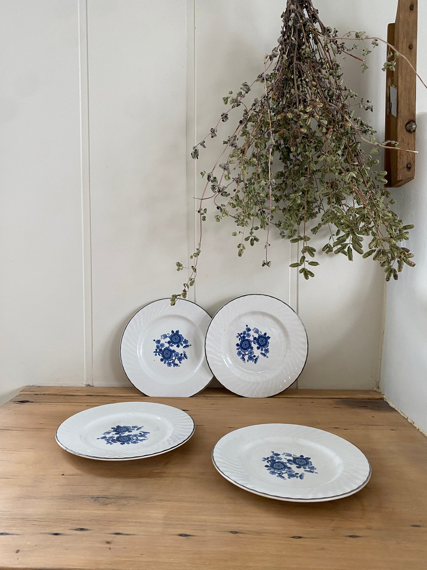 vintage blue floral dessert plates