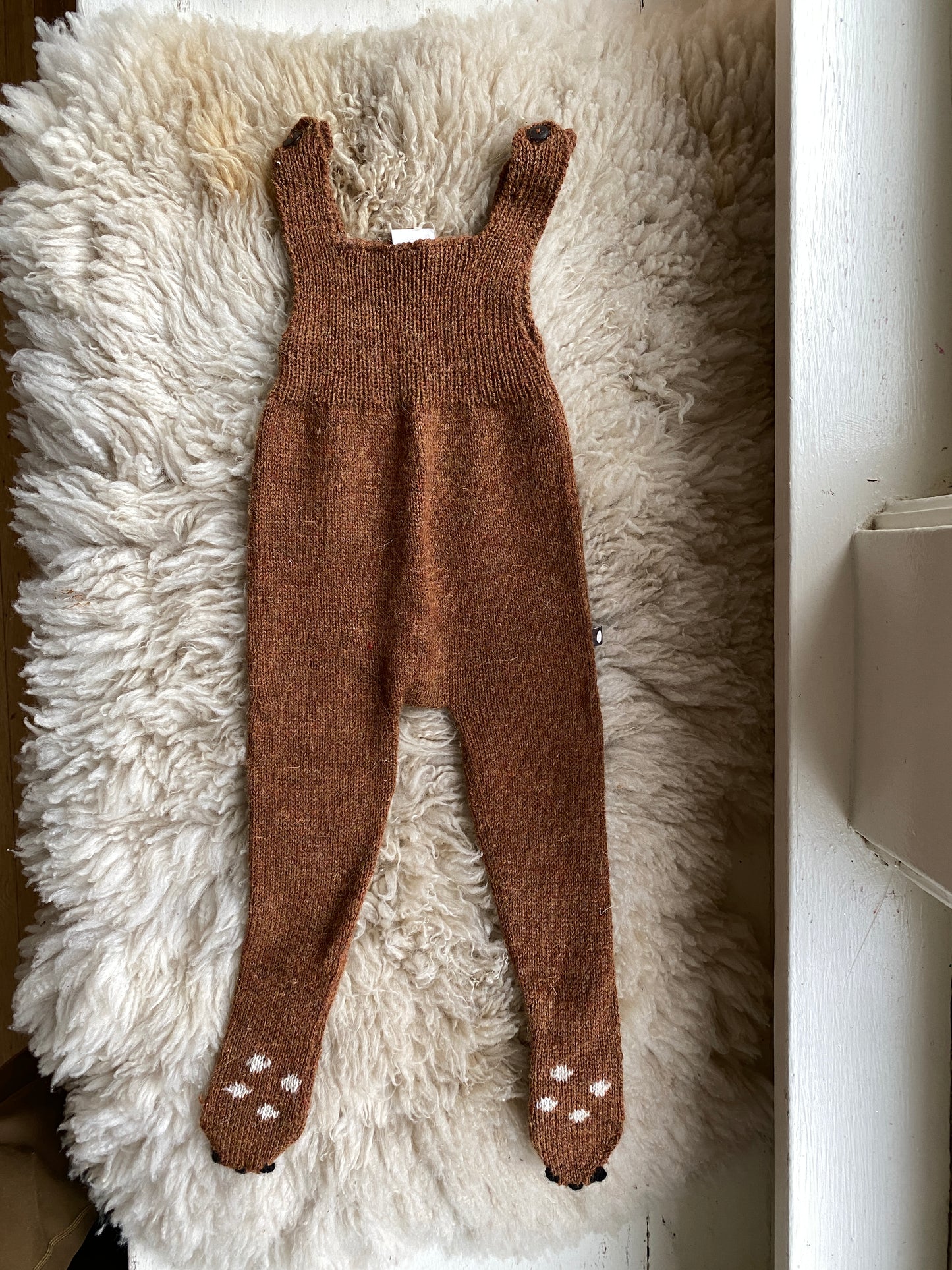oeuf knit fawn footed romper, 3 months