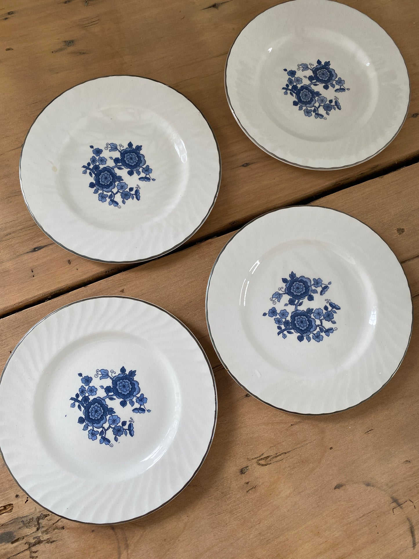 vintage blue floral dessert plates