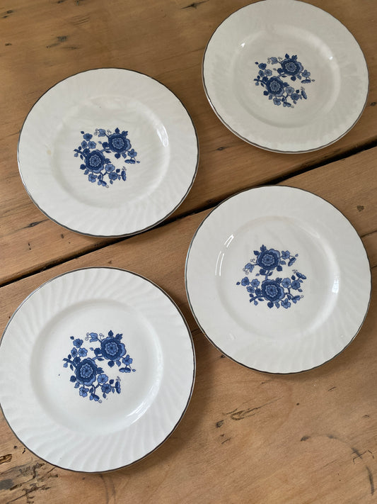vintage blue floral dessert plates