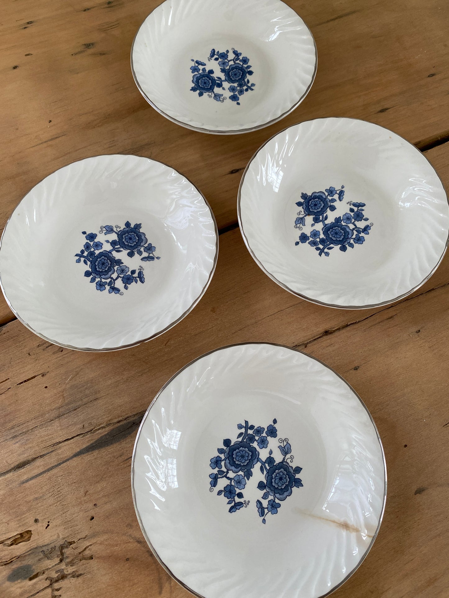 vintage blue floral ironstone fruit bowls