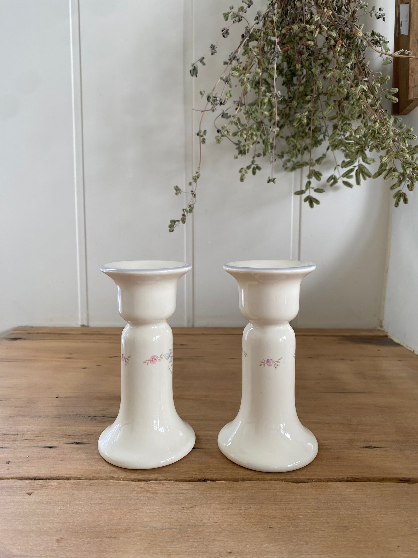 vintage floral candlestick holders