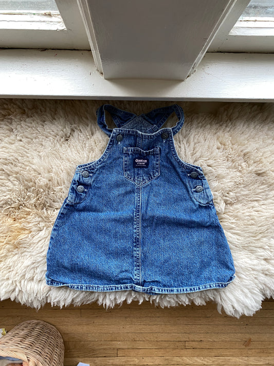 vintage oshkosh denim jumper, 24 months