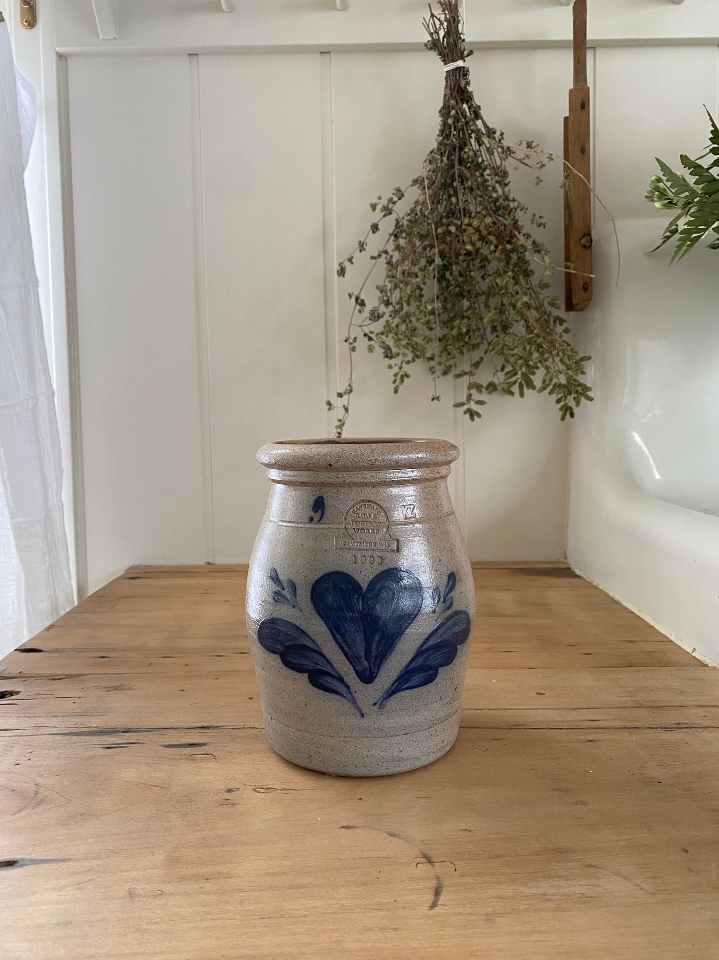 vintage hand painted salt glazed crock