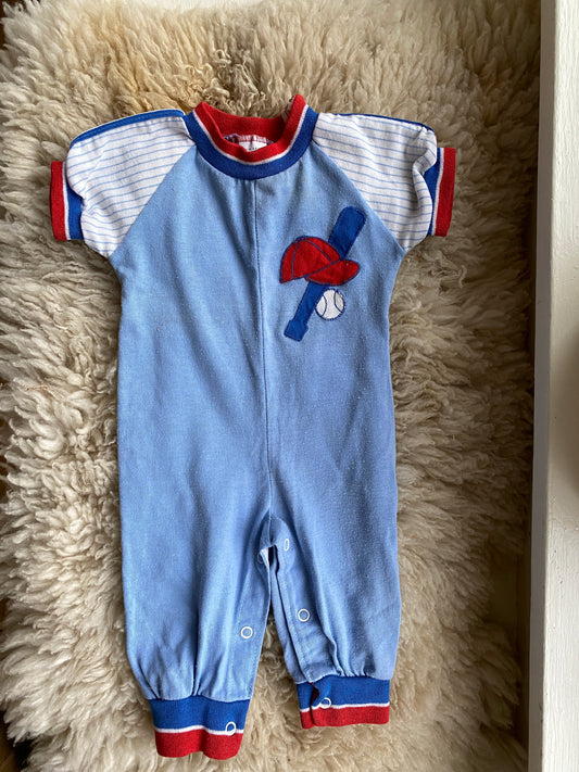 vintage baseball baby romper, 9 months